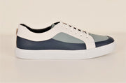 LAFENI 02 PANELLED LEATHER LACE UP SNEAKER BLUE